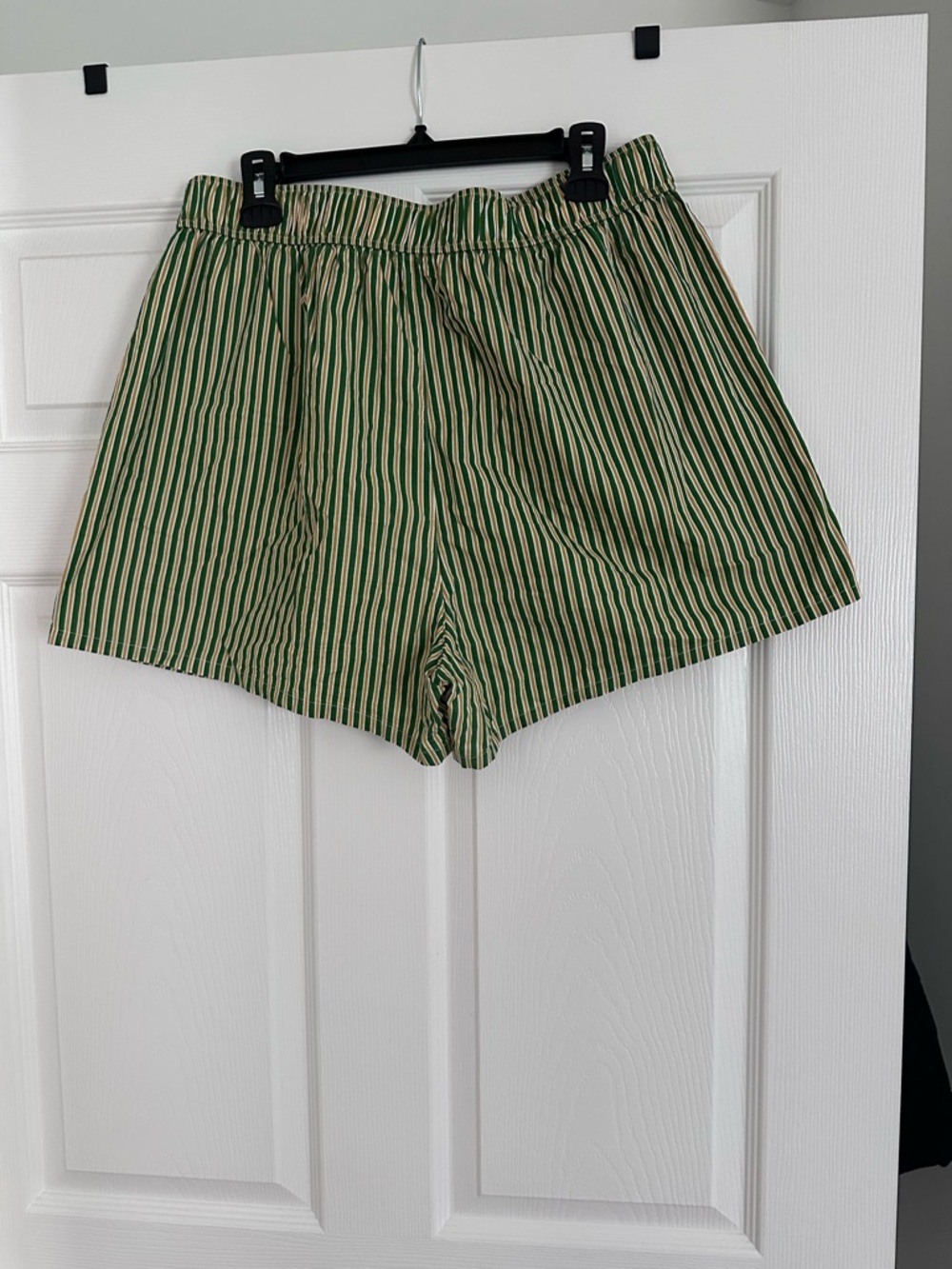 Dressed in LALA Green and Cream Striped High-Waist Shorts - Picture 3 of 6